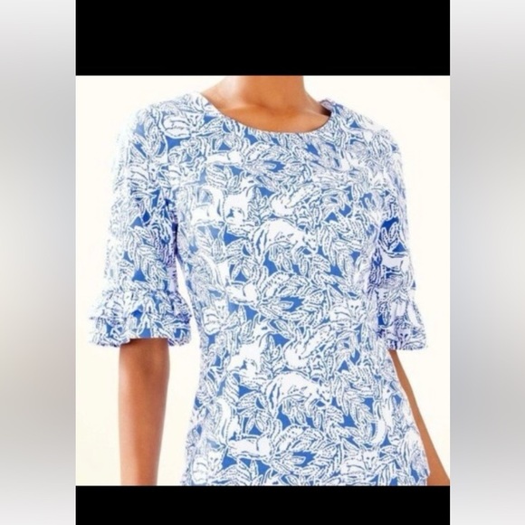 Lilly Pulitzer Fiesta Top in Coastal Blue Fancy Feet in Size 0 - Picture 1 of 14